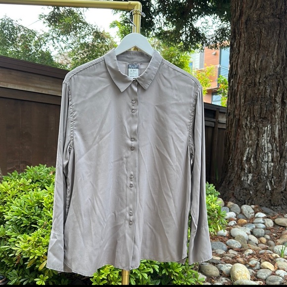 Kristensen du Nord Silk Satin Blouse in Marble - Picture 2 of 6